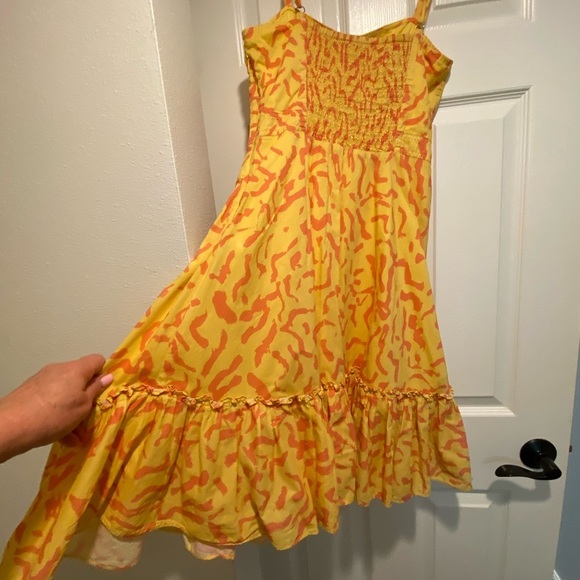 Derek Lam Women’s Sleeveless Midi Cotton Yellow Pink Ruffle Dress size 40 medium - Picture 7 of 13